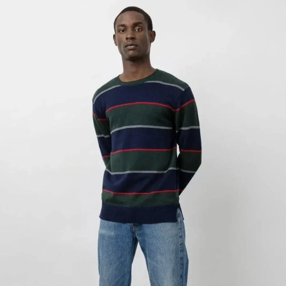 NWT Rails Kent Rugby Stripe Sweater Mens L Crew Neck Green Blue Red Grandpacore